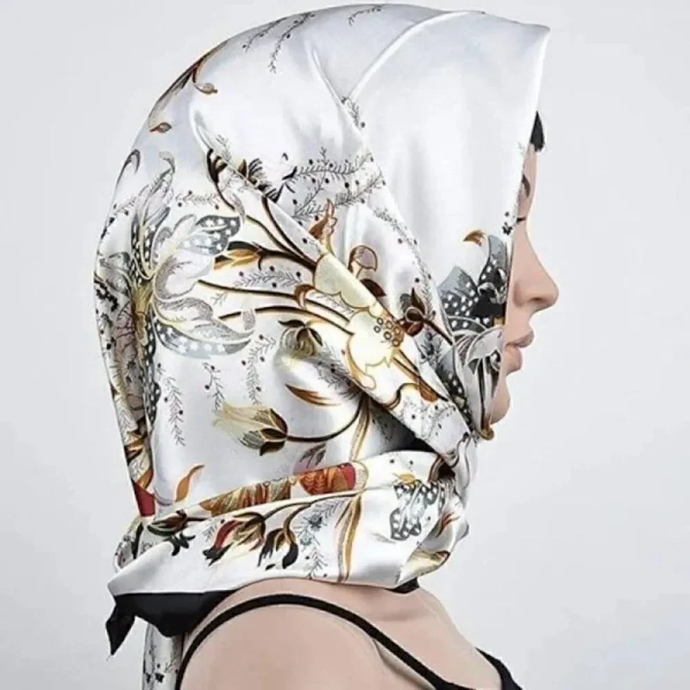Satin Elegant Floral Design Scarf 35